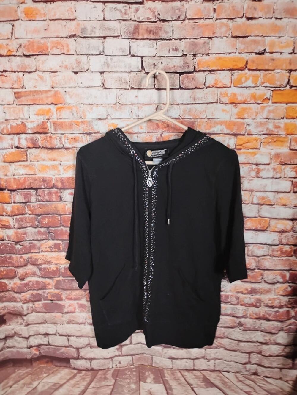 Christine Alexander Rhinestone Zip Up Hoodie